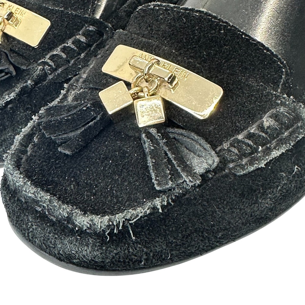 Anne Klein iflex Black Suede Moccasin Loafer Akoates Tassel Flat Shoes Size 6.5M - Picture 4 of 13
